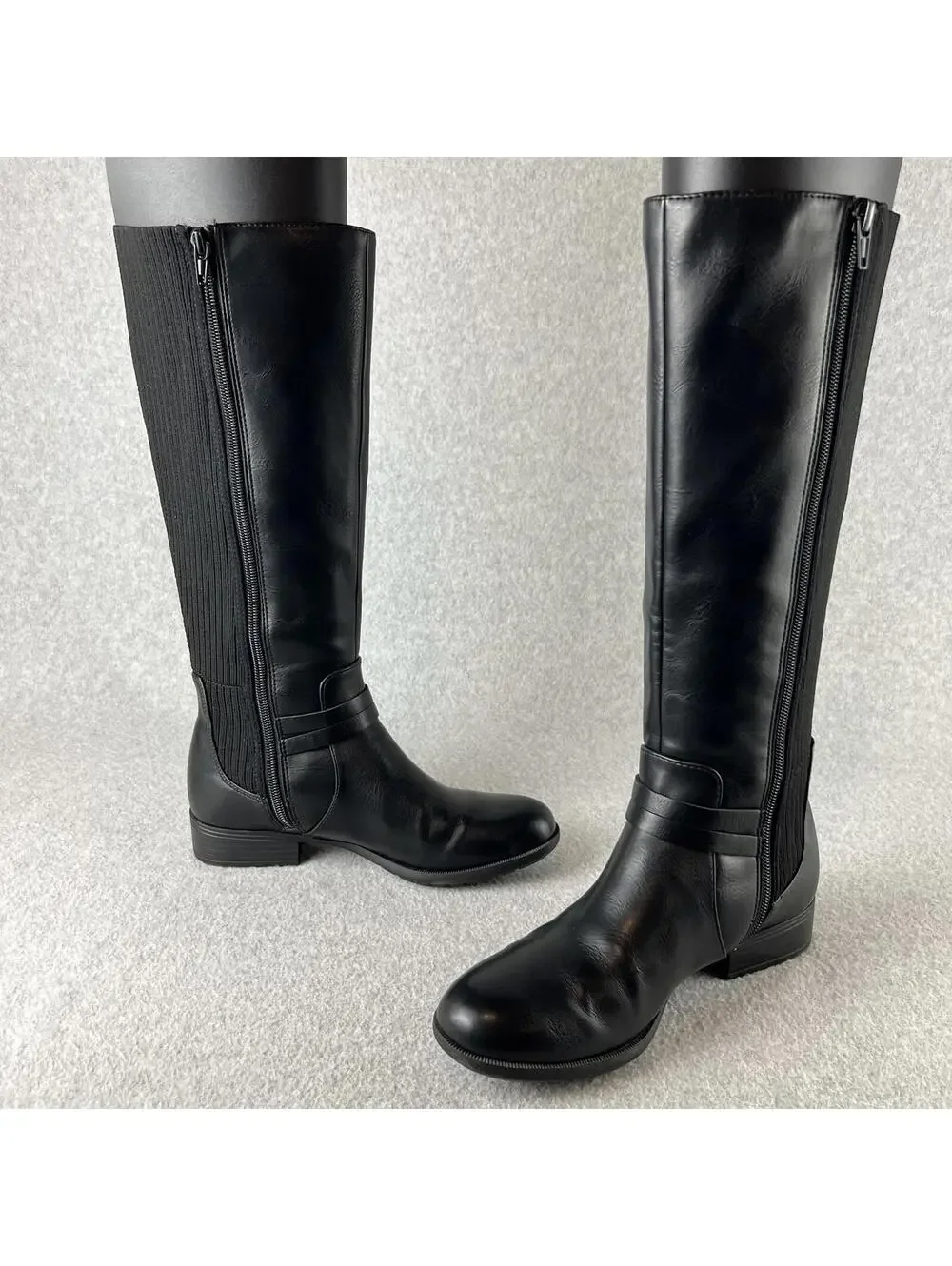 Women Boots Size 6.5 Life Stride Faux Leather Comfort Sole Black